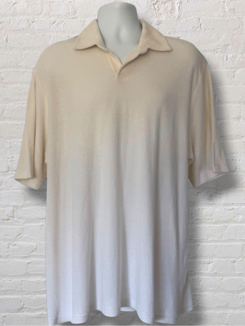 Bullock & Jones XL Polo Shirt Ivory Terrycloth Cotton Resortwear Made in Italy